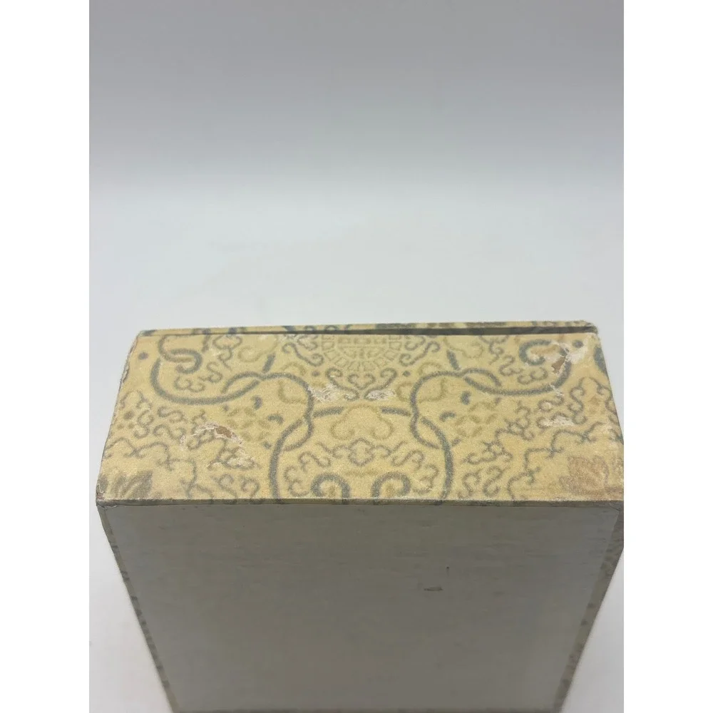 Vintage Chinese Brocade‎ Jewelry Trinket Box Yellow Floral Toggle Closure 4